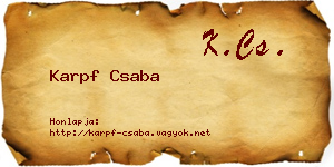 Karpf Csaba névjegykártya